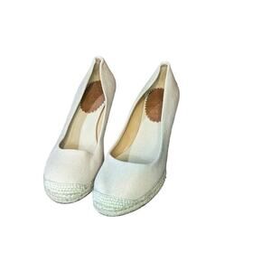 J. Crew Seville espadrille wedges in metallic canvas Size 6